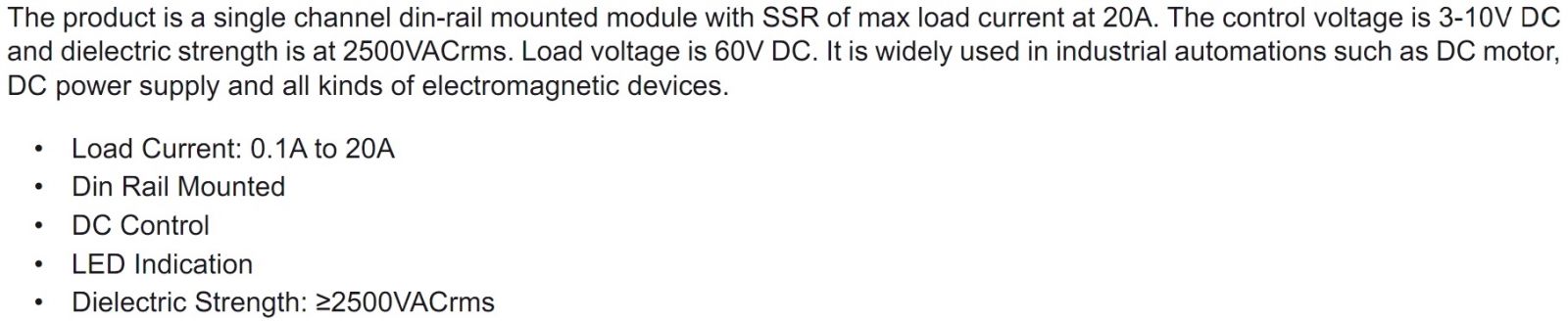 ממסר מצב מוצק MULTICOMP PRO MCDRA-1KSL60D20-L TEXT